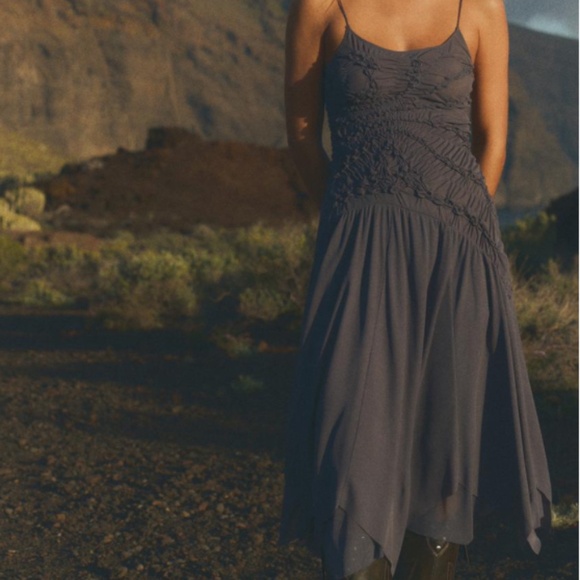 Blue ASYMMETRICAL DRESS WITH RUCHING - Picture 4 of 4